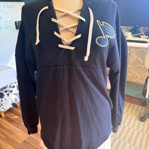 Fanatics Black Lace-Up V-Neck Sweater with Yellow Accent